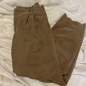 Zara tan cropped straight leg trousers